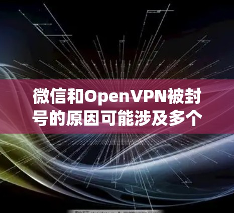 微信和OpenVPN被封号的原因可能涉及多个方面,包括业务竞争、法律、技术和商业策略。以下是对具体原因的详细分析