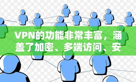 VPN的功能非常丰富,涵盖了加密、多端访问、安全保护、在线游戏和视频通话、多设备访问、虚拟服务器、隐私保护和数据传输加密等多个方面。以下是对这些功能的详细说明